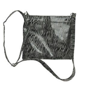 Cofi striped zebra animal print metallic leather crossbody bag